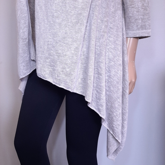 ELENA BALDI Floral Lace Open Front Cardigan Long Sleeve Hankerchief Hem Taupe - Picture 6 of 12